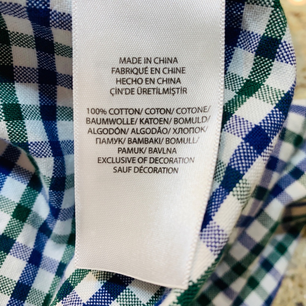 Ralph Lauren Plaid Button Down Shirt Mens Large Blue Green White Checkered Pony - Picture 13 of 15